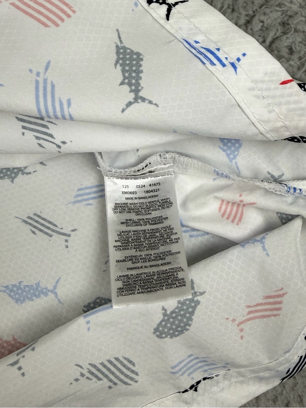 Columbia PFG Super Slack Tide Camp Shirt Mens XL White Fish Patriotic Vented - Picture 8 of 9